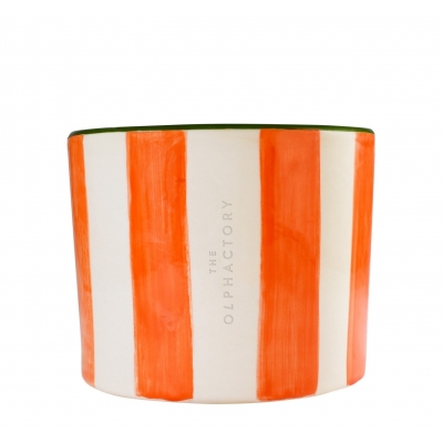 Jardin des Orangers, Ριγέ Φυτικό αρωματικό κερί 320gr σε χειροποίητο δοχείο - The Olphactory