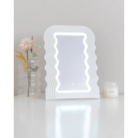Λευκός Κυματιστός Καθρέφτης με Led φωτισμό & κουμπί αφής, Siena - Flamingueo