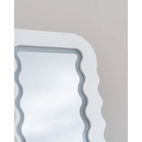 Λευκός Κυματιστός Καθρέφτης με Led φωτισμό & κουμπί αφής, Siena - Flamingueo