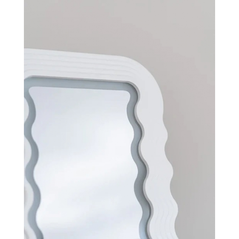 Λευκός Κυματιστός Καθρέφτης με Led φωτισμό & κουμπί αφής, Siena - Flamingueo
