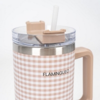 Μπέζ Gingham Καρό Μπουκάλι Θερμός 1.18L από ανοξείδωτο ατσάλι - Flamingueo Μπέζ Gingham Καρό Μπουκάλι Θερμός 1.18L από ανοξείδωτο ατσάλι - Flamingueo