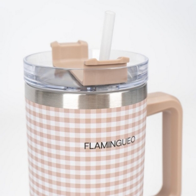 Μπέζ Gingham Καρό Μπουκάλι Θερμός 1.18L από ανοξείδωτο ατσάλι - Flamingueo Μπέζ Gingham Καρό Μπουκάλι Θερμός 1.18L από ανοξείδωτο ατσάλι - Flamingueo