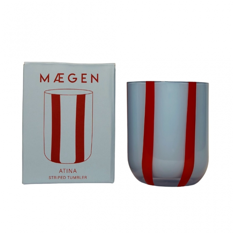Γυάλινο ριγέ ποτήρι Blue & Red, Atina - Maegen Γυάλινο ριγέ ποτήρι Blue & Red, Atina - Maegen