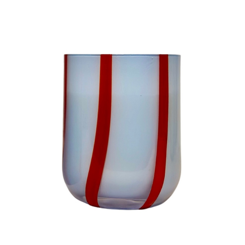Γυάλινο ριγέ ποτήρι Blue & Red, Atina - Maegen Γυάλινο ριγέ ποτήρι Blue & Red, Atina - Maegen