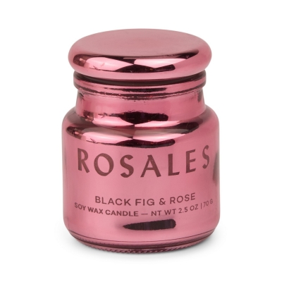 Black Fig & Rose Φυτικό Κερί 70gr σε ροζ γυάλινο δοχείο με καπάκι, Chroma Rosales - Paddywax