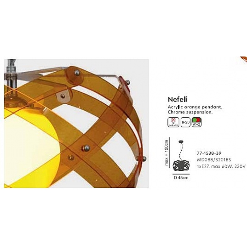 MD088/3201BS "NEFELI" ORANGE PENDANT Ε1 MD088/3201BS "NEFELI" ORANGE PENDANT Ε1