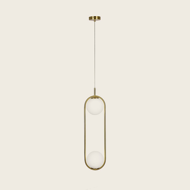 SE 110-2 PRATO PENDANT BRASS GOLD WITH 2 OPAL GLASSES Φ15 Γ4