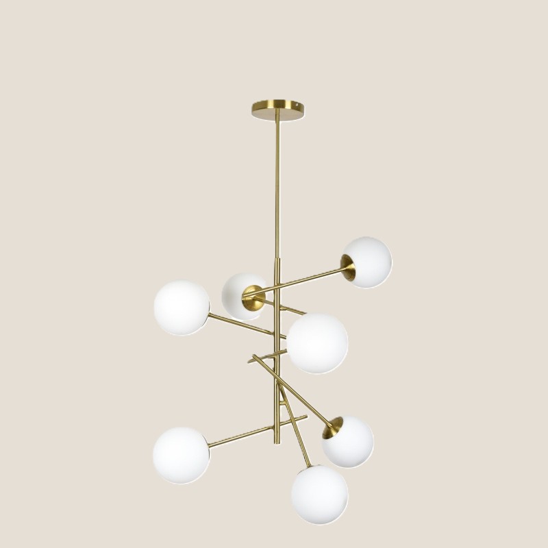 SE 110-7 PRATO PENDANT BRASS GOLD WITH 7 OPAL GLASSES Φ15 Γ4 SE 110-7 PRATO PENDANT BRASS GOLD WITH 7 OPAL GLASSES Φ15 Γ4