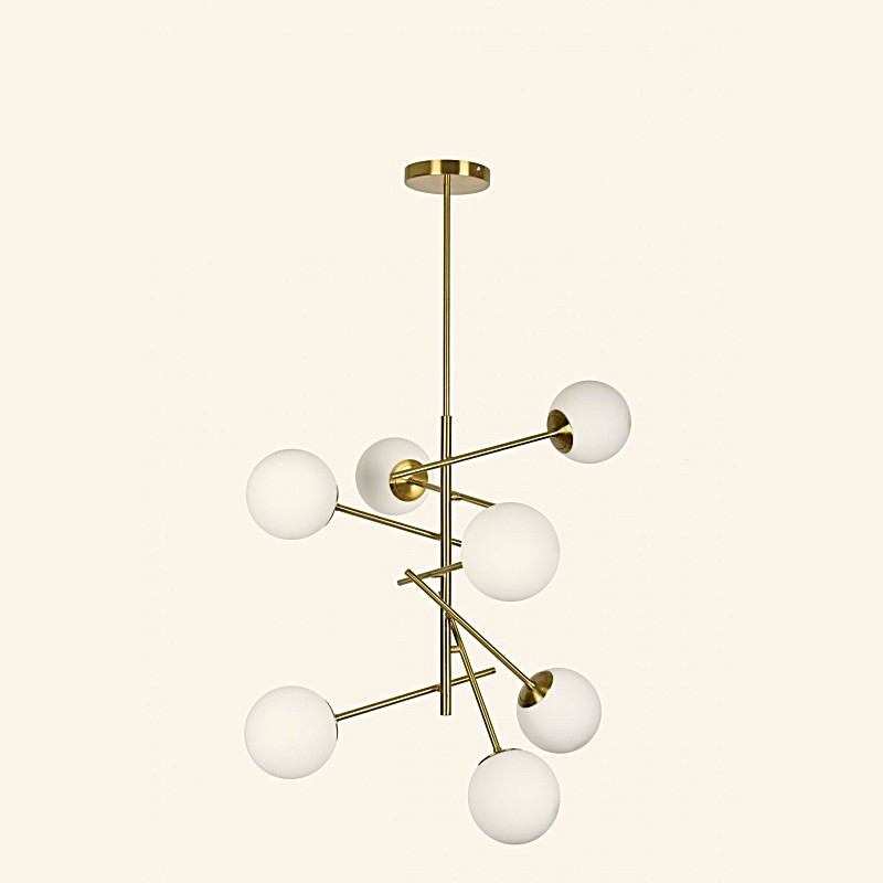 SE 110-7 PRATO PENDANT BRASS GOLD WITH 7 OPAL GLASSES Φ15 Γ4 SE 110-7 PRATO PENDANT BRASS GOLD WITH 7 OPAL GLASSES Φ15 Γ4