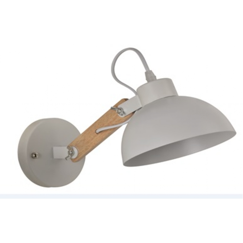 YQ-4004 POL WHITE METAL-WOOD WALL LAMP 1Ε1 YQ-4004 POL WHITE METAL-WOOD WALL LAMP 1Ε1