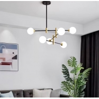 SE21-HA-6 HARUTO BLACK AND GOLD PENDANT OPAL 70x70x60cm E27x6 MAX60W IP20 2 YEARS WARRANTY