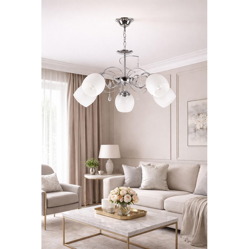 KQ 2221/5 FERROW PENDANT CHROME-OPAL GLASS Ζ3