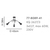 KQ 2627/3 QUIRKY ANTIQUE BRONZE CEILING LAMP Δ3 KQ 2627/3 QUIRKY ANTIQUE BRONZE CEILING LAMP Δ3