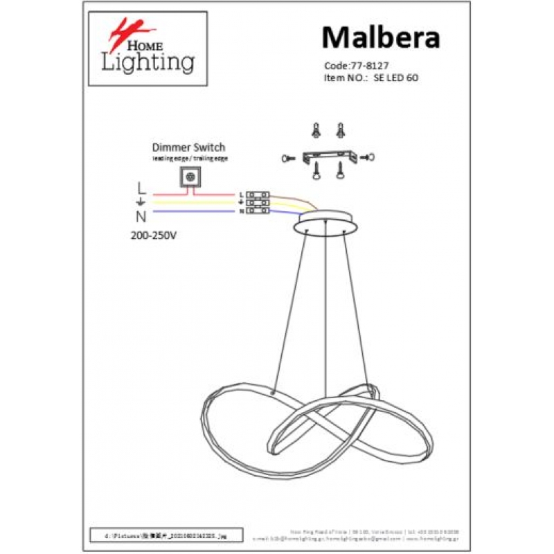 SE LED 60 MALBERA PENDANT CHROME Β5