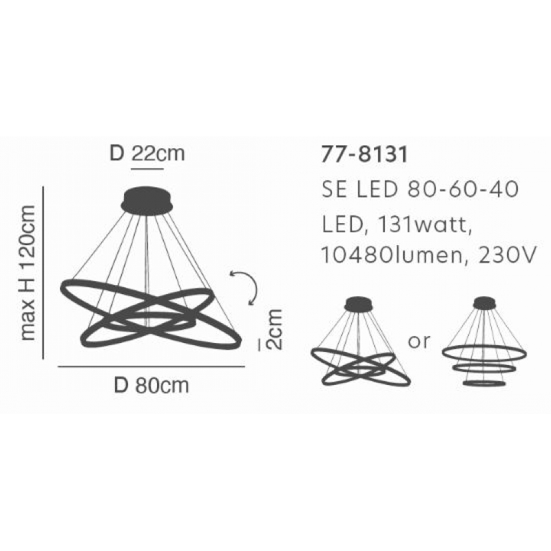 SE LED 80-60-40 MORELLI PENDANT COFFEE BROWN Γ5