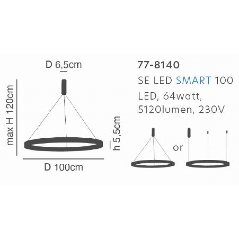 SE LED SMART 100 AMAYA PENDANT BLACK Δ5 SE LED SMART 100 AMAYA PENDANT BLACK Δ5