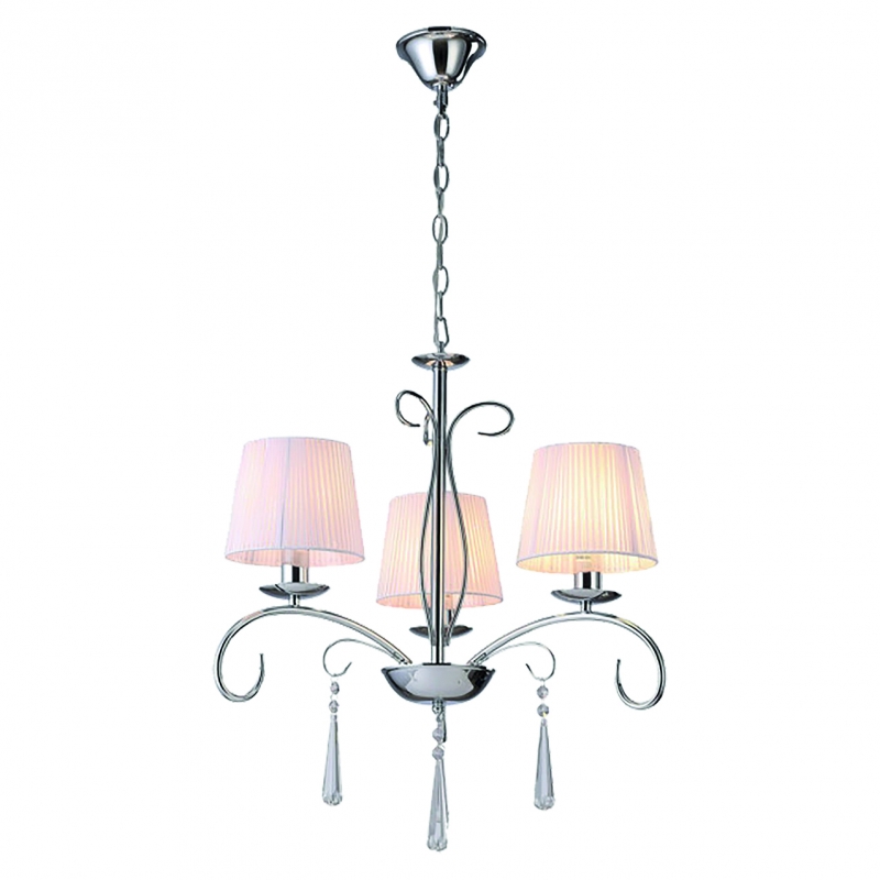 KQ 9007-3 FLAREN NICKEL PENDANT CRYSTALS & WHITE SHADES 1Ζ2