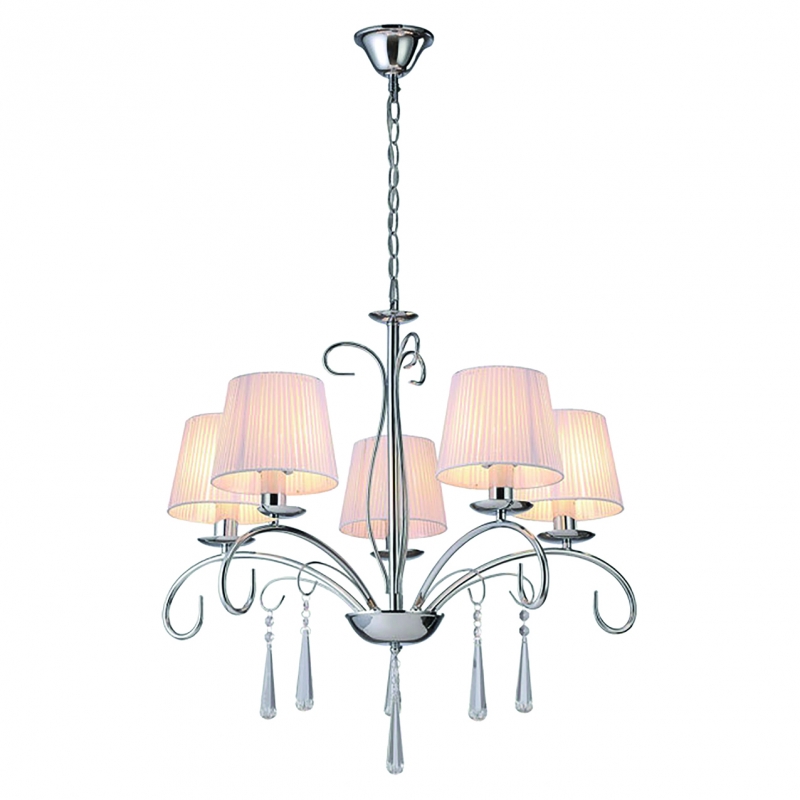 KQ 9007-5 FLAREN NICKEL PENDANT CRYSTALS & WHITE SHADES 1Ζ2 KQ 9007-5 FLAREN NICKEL PENDANT CRYSTALS & WHITE SHADES 1Ζ2