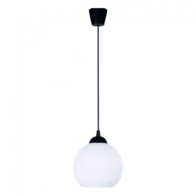 KQ 8865-1 SWIRL BLACK PENDANT WITH WHITE GLASS KQ 8865-1 SWIRL BLACK PENDANT WITH WHITE GLASS
