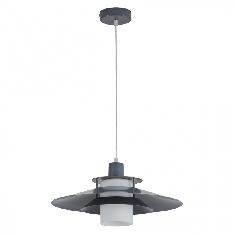 SE21-GR-40 BARI GREY METAL PENDANT OPAL GLASS Z3