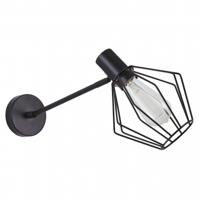 SE21-BL-22-GR1  ADEPT BLACK WALL LAMP BLACK METAL GRID+