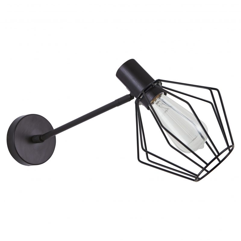 SE21-BL-22-GR1  ADEPT BLACK WALL LAMP BLACK METAL GRID+