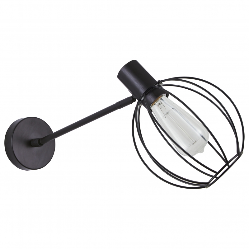 SE21-BL-22-GR2  ADEPT BLACK WALL LAMP BLACK METAL GRID+