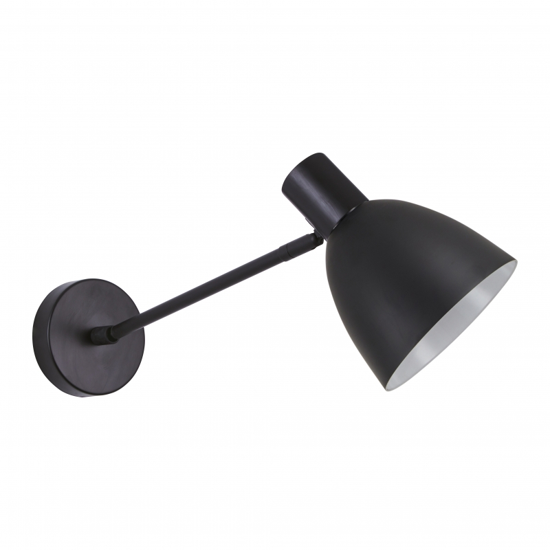 SE21-BL-22-MS2  ADEPT BLACK WALL LAMP BLACK METAL SHADE+