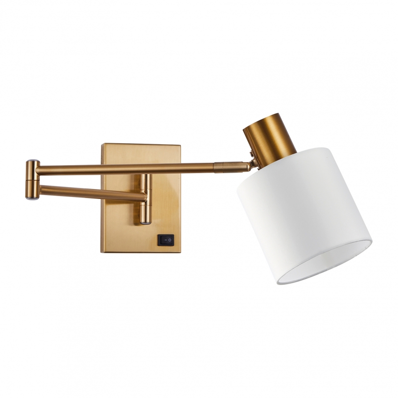 SE21-GM-52-SH1 ADEPT WALL LAMP Gold Matt Wall lamp with Switcher and White Shade+ SE21-GM-52-SH1 ADEPT WALL LAMP Gold Matt Wall lamp with Switcher and White Shade+