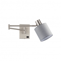 SE21-NM-52-SH2 ADEPT WALL LAMP Nickel Matt Wall lamp with Switcher and Grey Shade+