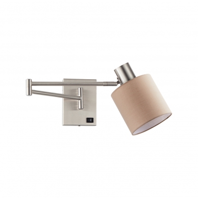 SE21-NM-52-SH3  ADEPT WALL LAMP Nickel Matt Wall lamp with Switcher and Brown Shade+