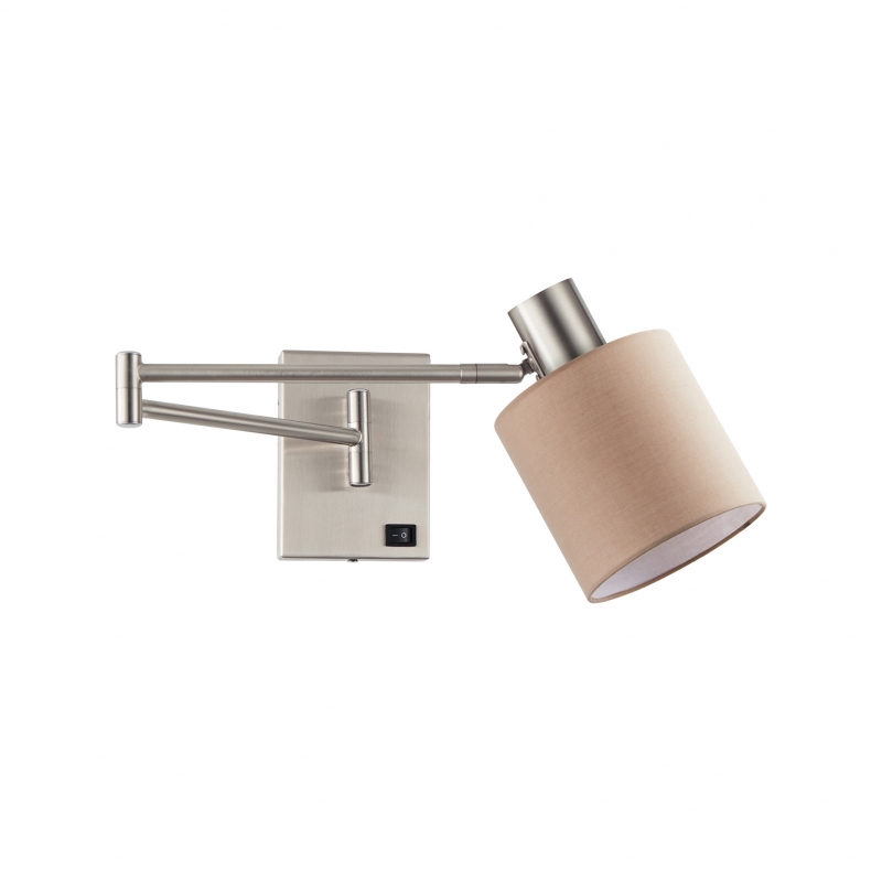 SE21-NM-52-SH3  ADEPT WALL LAMP Nickel Matt Wall lamp with Switcher and Brown Shade+