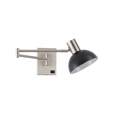 SE21-NM-52-MS3  ADEPT WALL LAMP Nickel Matt Wall lamp with Switcher and Black Metal Shade+