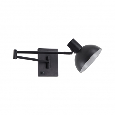 SE21-BL-52-MS3 ADEPT WALL LAMP Black Wall Lamp with Switcher and Black Metal Shade+