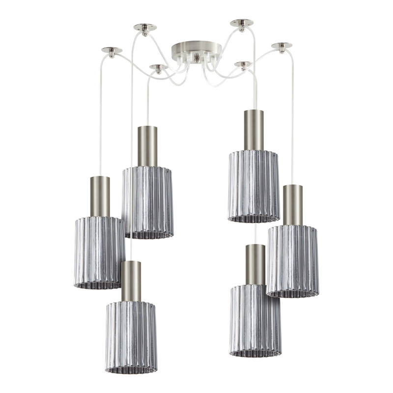 SE21-NM-4-GL1-NM6 ADEPT TUBE Nickel Matt Pendant Smoked Glass+ SE21-NM-4-GL1-NM6 ADEPT TUBE Nickel Matt Pendant Smoked Glass+