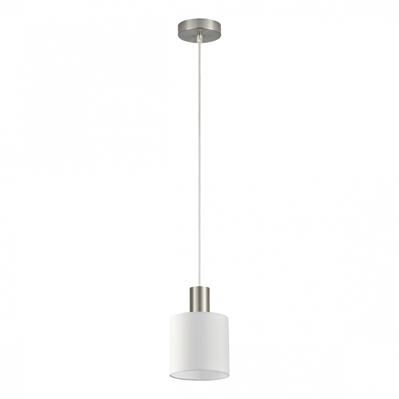 SE21-NM-4-SH1 ADEPT TUBE Nickel Matt Pendant White Fabric Shade+