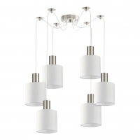 SE21-NM-4-NM6-SH1 ADEPT TUBE Nickel Matt Pendant White Fabric Shade+ SE21-NM-4-NM6-SH1 ADEPT TUBE Nickel Matt Pendant White Fabric Shade+