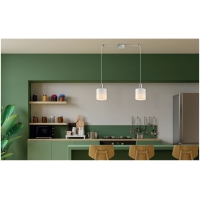 SE21-NM-4-NM2-SH1 ADEPT TUBE Nickel Matt Pendant White Fabric Shade+