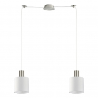 SE21-NM-4-NM2-SH1 ADEPT TUBE Nickel Matt Pendant White Fabric Shade+
