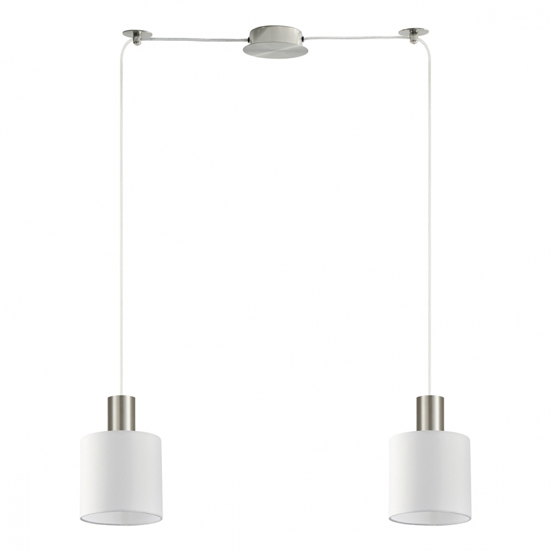 SE21-NM-4-NM2-SH1 ADEPT TUBE Nickel Matt Pendant White Fabric Shade+