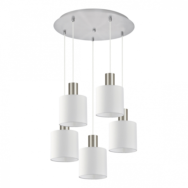 SE21-NM-4-5NM-SH1 ADEPT TUBE Nickel Matt Pendant White Fabric Shade+