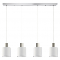SE21-NM-4-4NM-SH1 ADEPT TUBE Nickel Matt Pendant White Fabric Shade+ SE21-NM-4-4NM-SH1 ADEPT TUBE Nickel Matt Pendant White Fabric Shade+