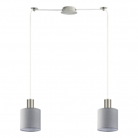 SE21-NM-4-NM2-SH2 ADEPT TUBE Nickel Matt Pendant Grey Fabric Shade+ SE21-NM-4-NM2-SH2 ADEPT TUBE Nickel Matt Pendant Grey Fabric Shade+