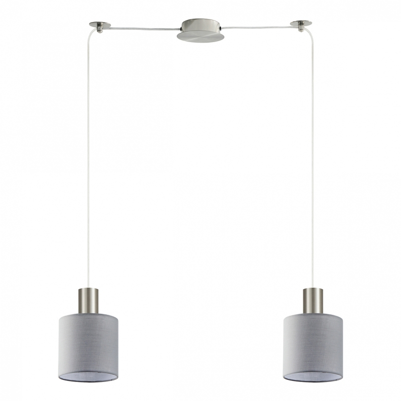 SE21-NM-4-NM2-SH2 ADEPT TUBE Nickel Matt Pendant Grey Fabric Shade+ SE21-NM-4-NM2-SH2 ADEPT TUBE Nickel Matt Pendant Grey Fabric Shade+