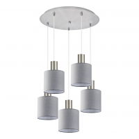 SE21-NM-4-5NM-SH2 ADEPT TUBE Nickel Matt Pendant Grey Fabric Shade+ SE21-NM-4-5NM-SH2 ADEPT TUBE Nickel Matt Pendant Grey Fabric Shade+