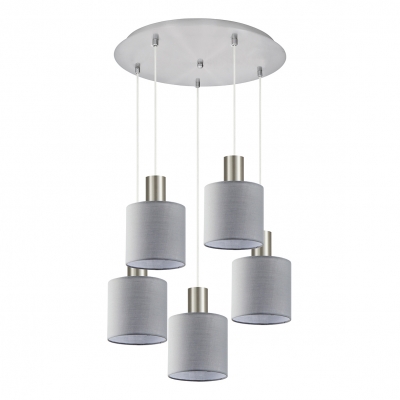 SE21-NM-4-5NM-SH2  ADEPT TUBE Nickel Matt Pendant Grey Fabric Shade+