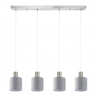 SE21-NM-4-4NM-SH2 ADEPT TUBE Nickel Matt Pendant Grey Fabric Shade+ SE21-NM-4-4NM-SH2 ADEPT TUBE Nickel Matt Pendant Grey Fabric Shade+