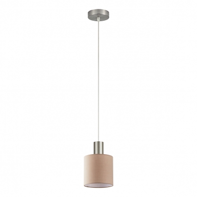 SE21-NM-4-SH3 ADEPT TUBE Nickel Matt Pendant Brown Fabric Shade+