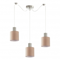 SE21-NM-4-NM3-SH3 ADEPT TUBE Nickel Matt Pendant Brown Fabric Shade+ SE21-NM-4-NM3-SH3 ADEPT TUBE Nickel Matt Pendant Brown Fabric Shade+
