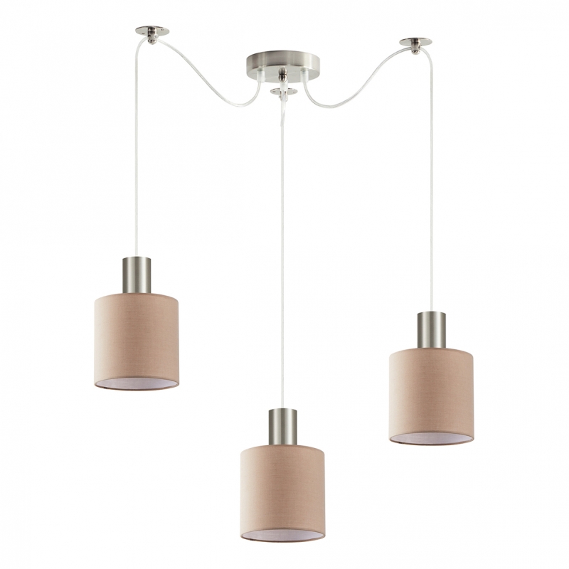 SE21-NM-4-NM3-SH3 ADEPT TUBE Nickel Matt Pendant Brown Fabric Shade+ SE21-NM-4-NM3-SH3 ADEPT TUBE Nickel Matt Pendant Brown Fabric Shade+